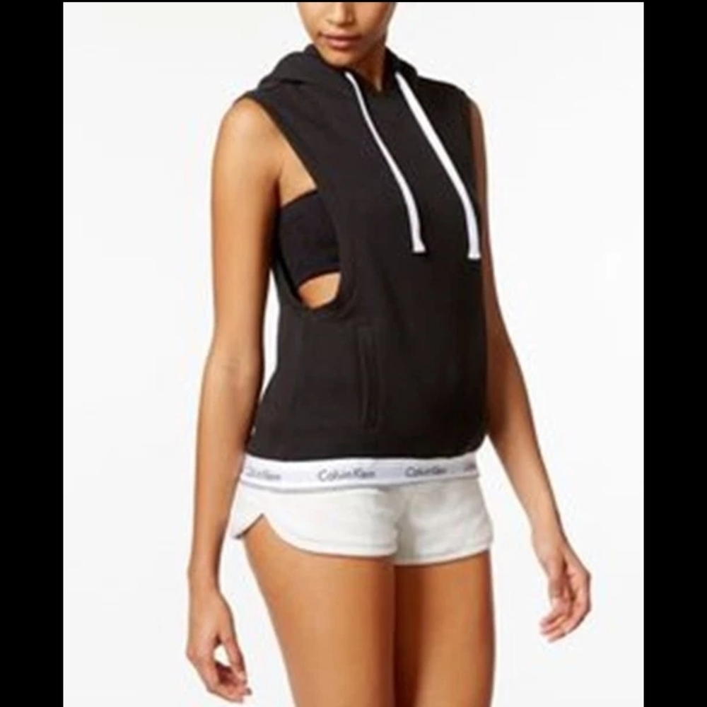 NWT Calvin Klein Women's Black Sleeveless Hoodie In Size M